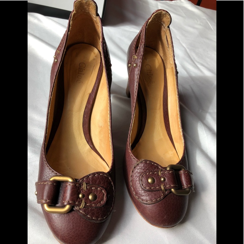 ❤️Chloe Brown Leather Buckle Shoes - Picture 2 of 7